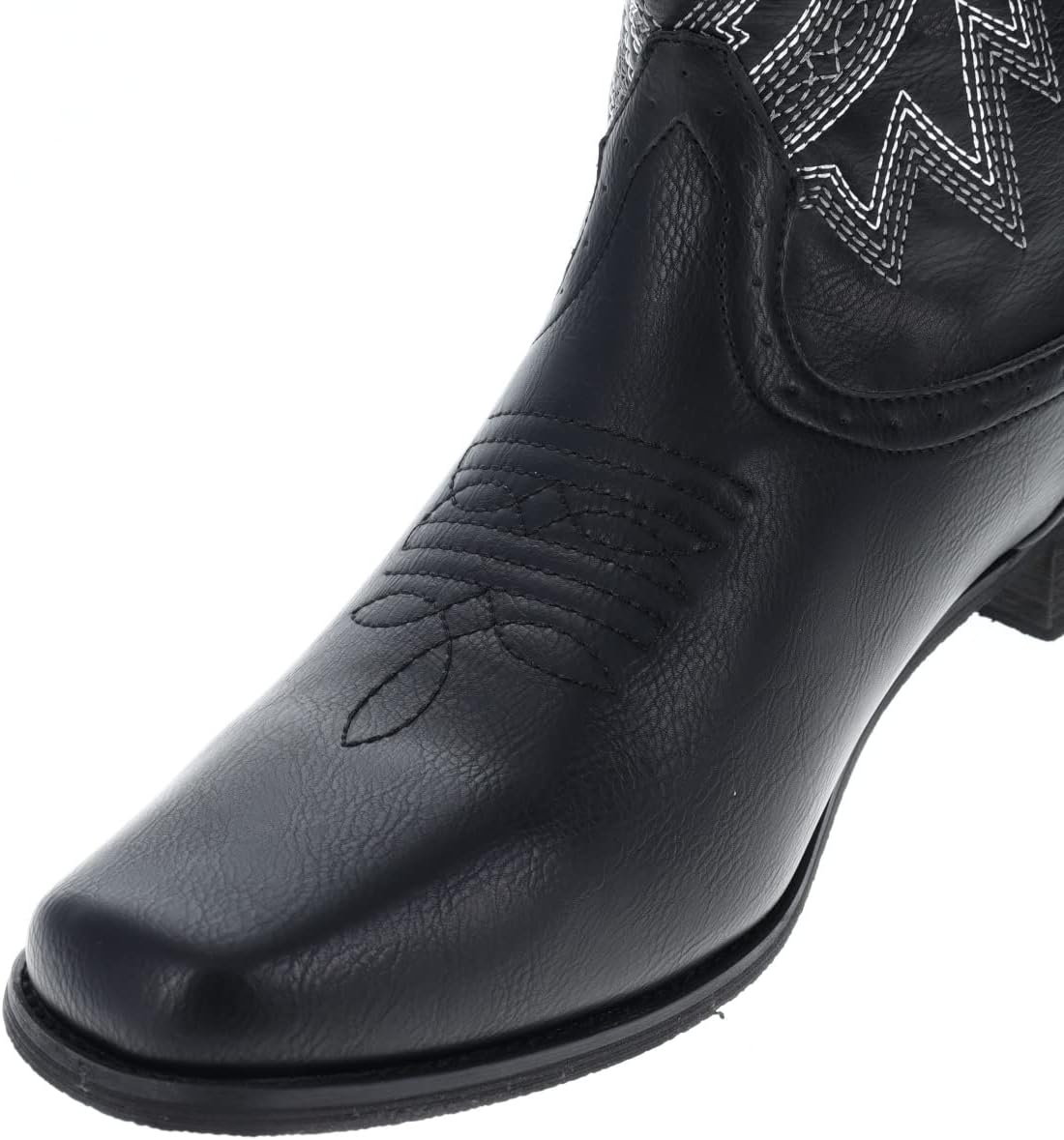 Searchers SC200917BKL Black Cowboy Boots for Men Square Toe Embroidered Western Boot Size Large, 10/11 - Image 6