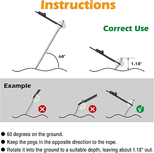 Miniatura 5 de 26 piezas, estacas de metal para inflables, estacas de tienda de campaña resistentes con cuerda y gancho de clip, ajustador de cable, clavijas de