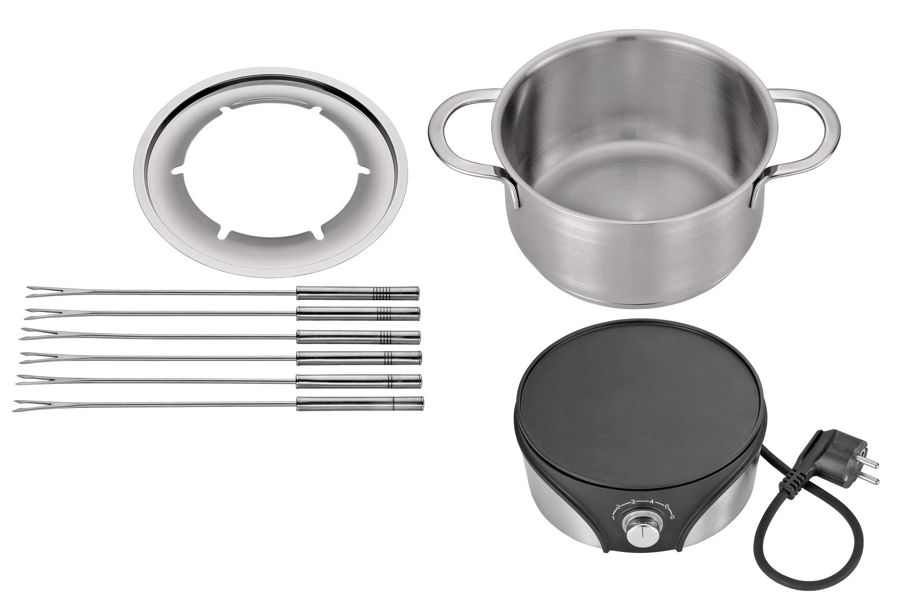 Küchenprofi KP2142002800 - Set Kp2142002800 per fonduta, 18/8 argento con nero F14 Series