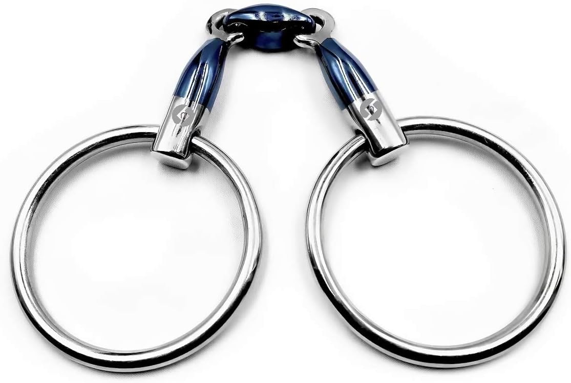 OTTE Double Jointed Blue Stainless Steel Sweet Iron Loose Ring with Lozenge Horse Bit (5")