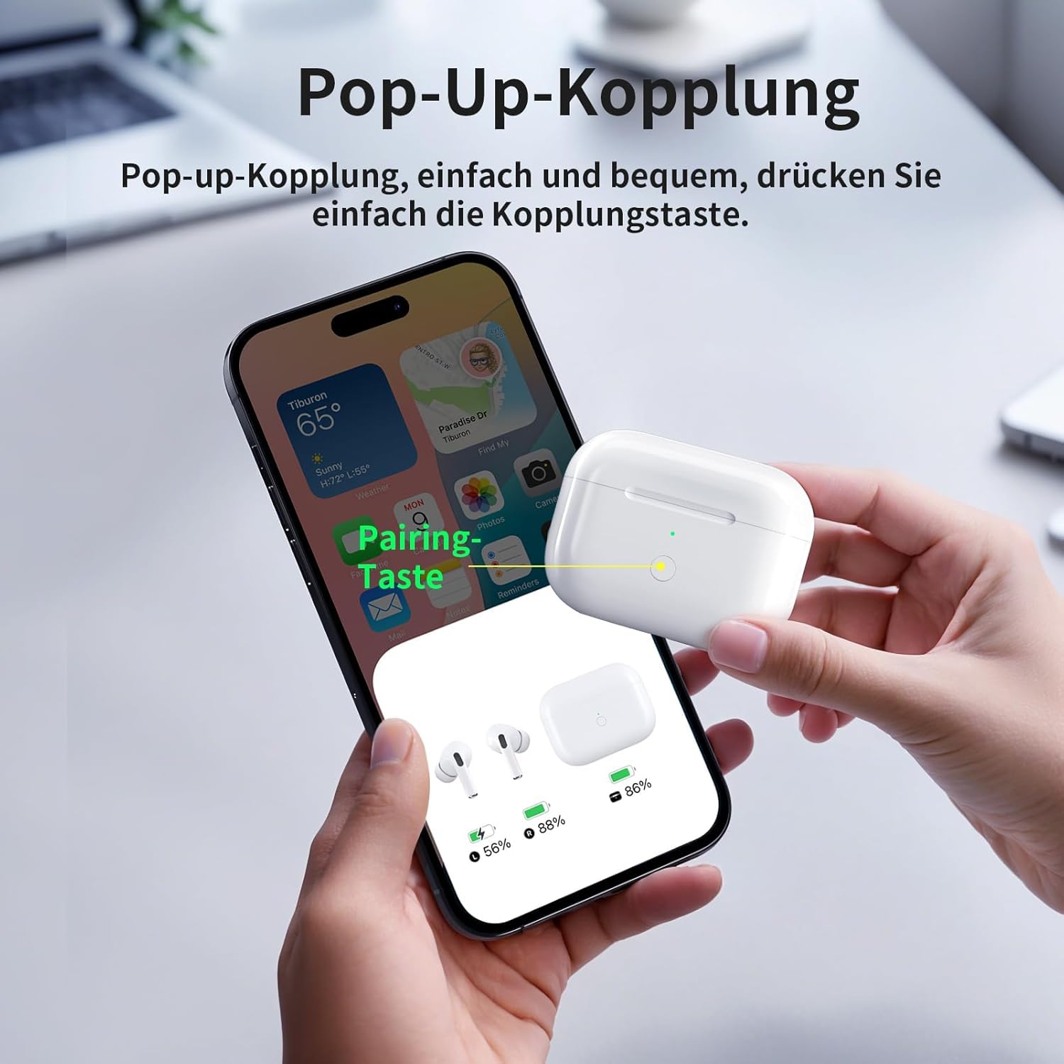 Uluck Kabelloses Ladecase Kompatibel mit AirPod 3. Generation, Wireless Charging Case Original Ersatz Replacement,Bluetooth Pairing Sync Button
