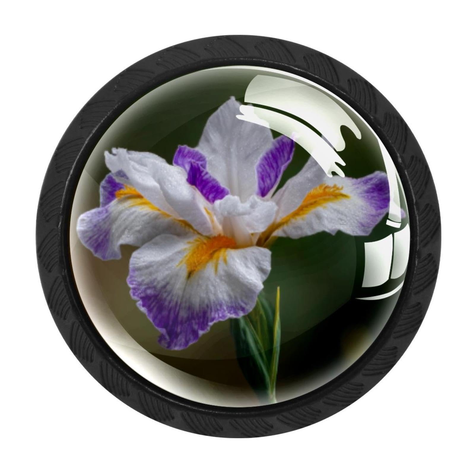 Chenzzzz Multicolored 02 4 Pack Cabinet Knobs Black Drawer Knobs Round Kitchen Cabinet Knobs Fleur De Lis Iris (11) Cabinet Handles Hardware Dresser Knobs And Pulls For Bathroom Cabinets