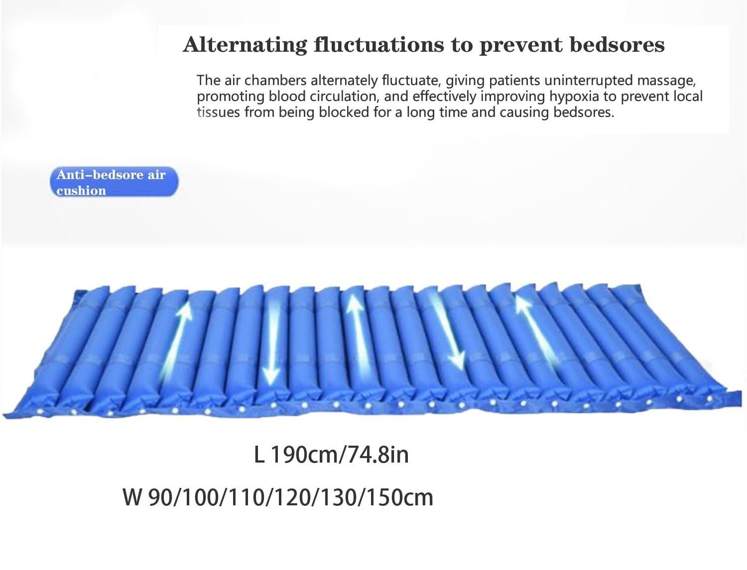 Colchón Antiescaras De Presión Alternante Colchón Inflable con Bomba Silenciosa Colchón Alivio Presión Impermeable Colchón Personas Encamadas, Poco Ruidoso, Cargable 135 Kg W110cm
