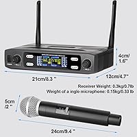 Vista 5 de Depusheng Wireless Microphone System, VHF Fixed Dual Frequency Wireless Set with 2 Handheld Dynamic Transmitter Wireless Mic Set for Singing