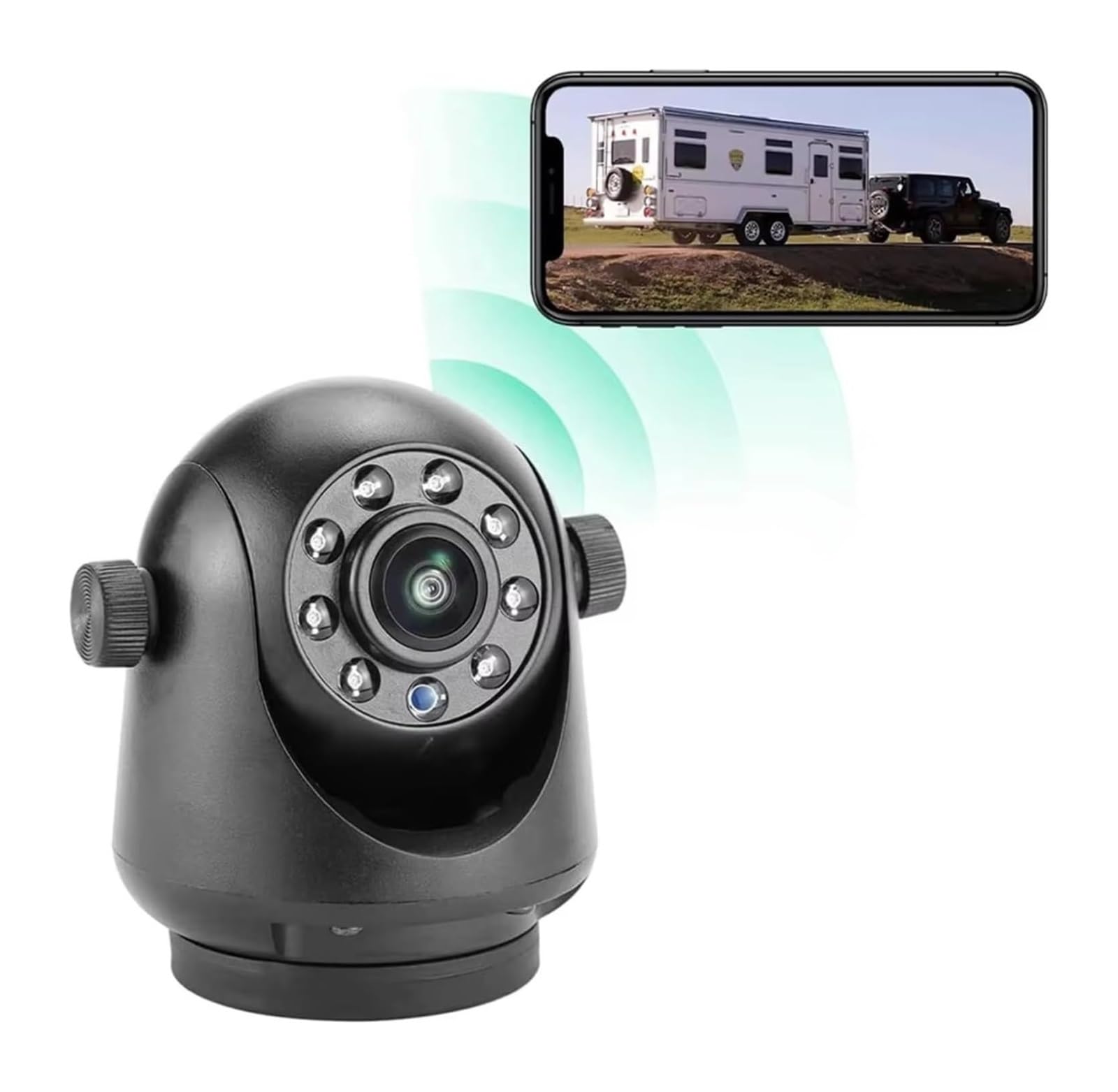 Cámara Visión Trasera Inalámbrica Enganche Magnético WiFi 5G Nocturna Recargable para Remolque RV Camión iOS Android Cámara de Respaldo