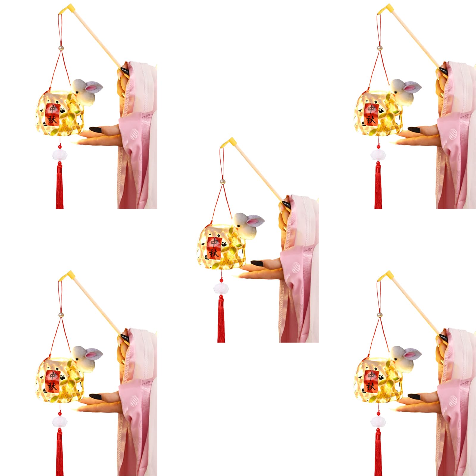 Tsophreniq 5Piece Rabbits Lights Autumn Celebration Charm Easy Assembly Woven Rabbits Lights Glowing Light