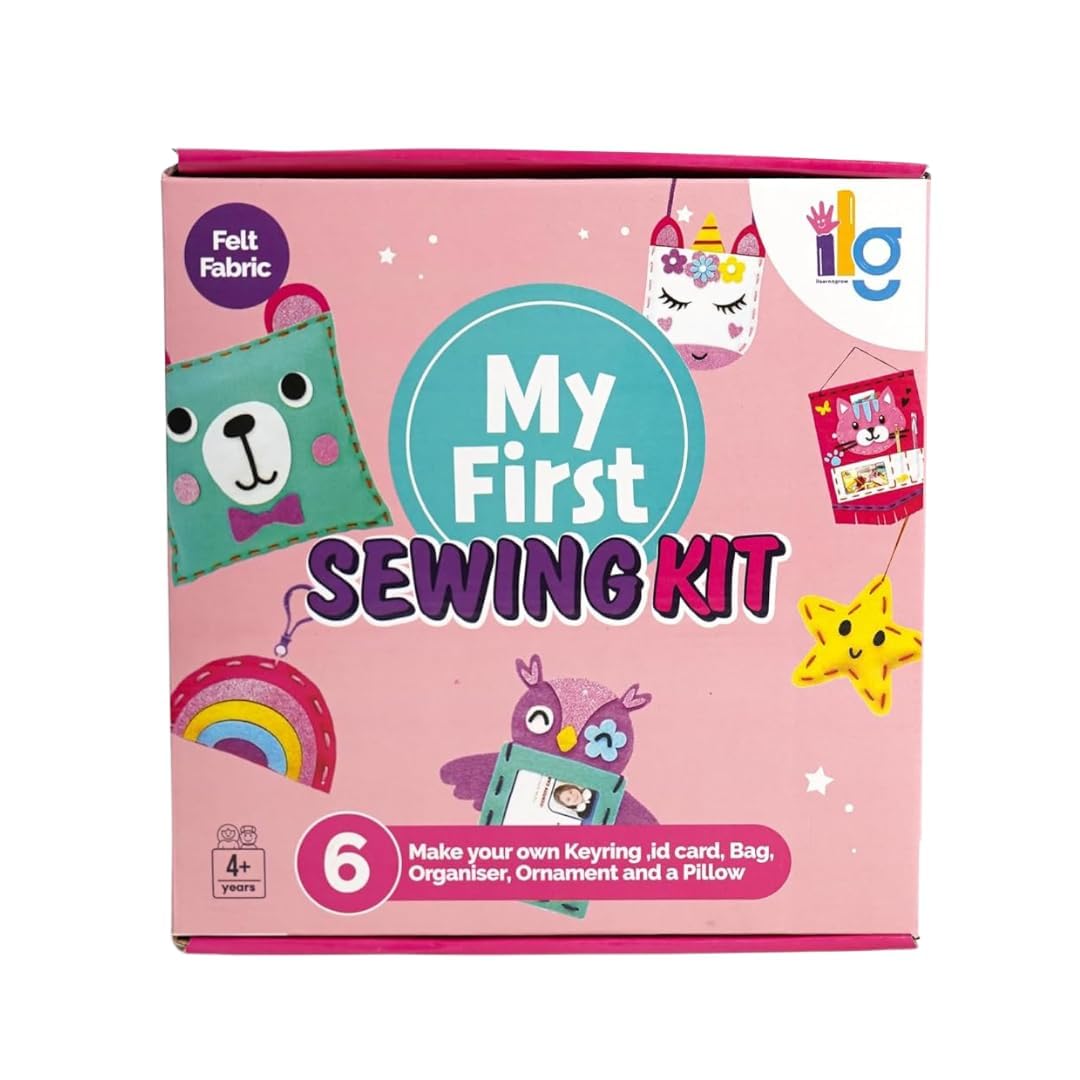 Ilearngrow DIY Sewing Craft Kit for Girls | 92 Piece Creative Cutout Set | Make Bag Pillow Organizer Keyring I Card & Ornament | Educational Toy for Kids Age 8 16 | Safe & Fun Activity Kit