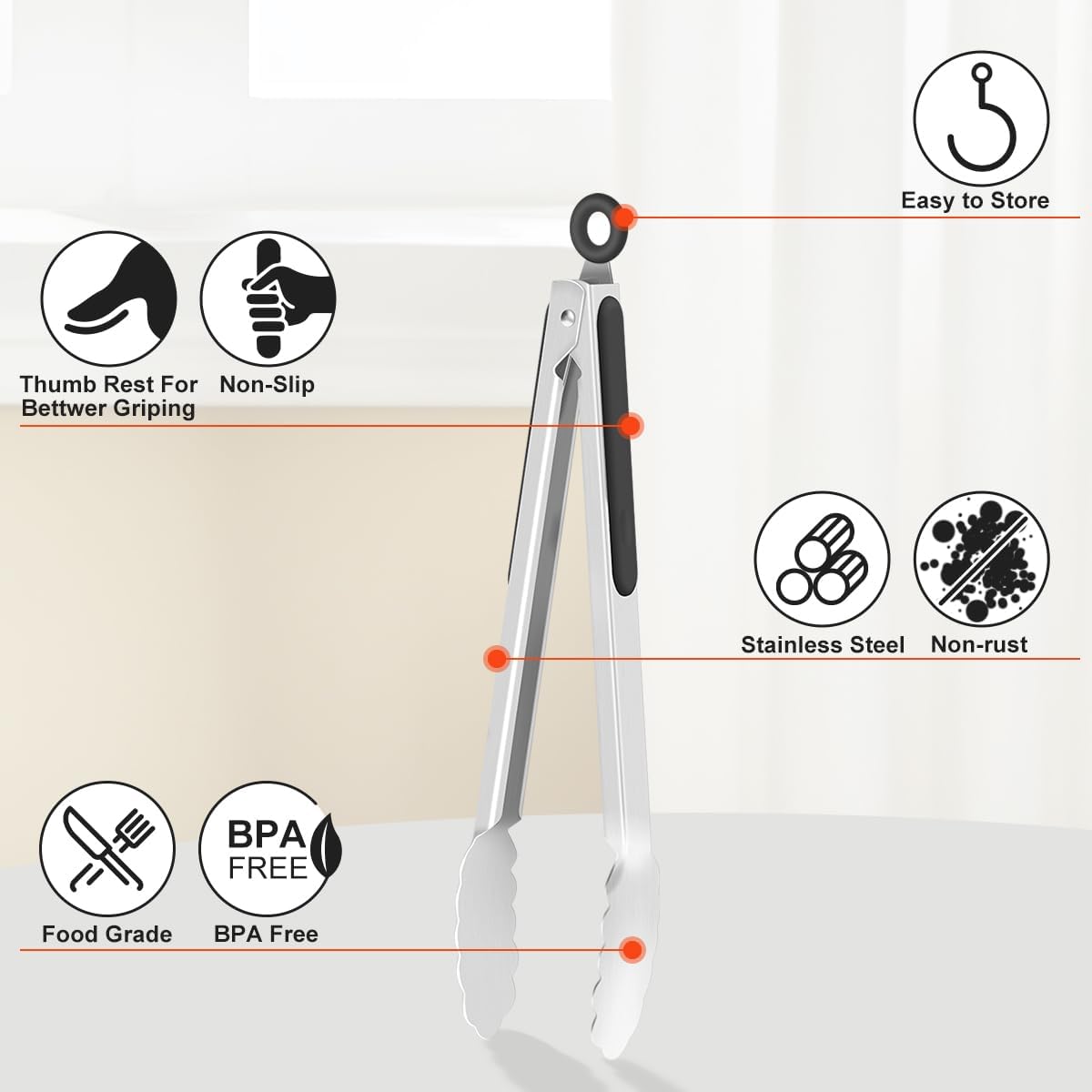 2 pinças de cozinha de aço inoxidável - 30,5 cm, pinças de metal para alimentos com trava para churrasco, aderência antiderrapante 2 pinças de cozinha de aço inoxidável - 30,5 cm, pinças de metal para alimentos com trava para churrasco, aderência antiderrapante