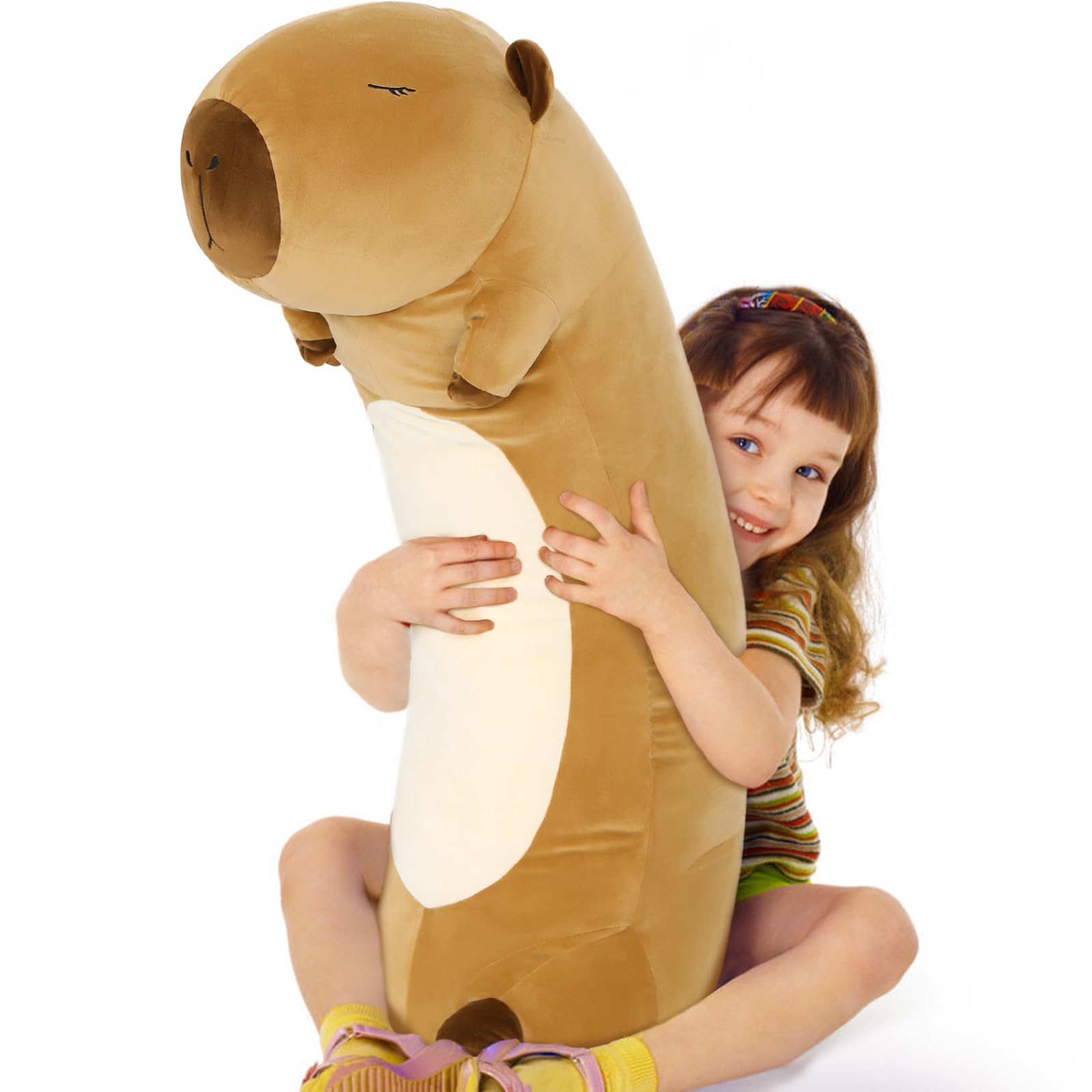 MorisMos Giant Capybara Soft Toy for Kids, 100cm Cuddly Large Plush Capybara Teddy Stuffed Animal, Big Fluffy Gift for Boys Girls Birthday Christmas Deco — image 1