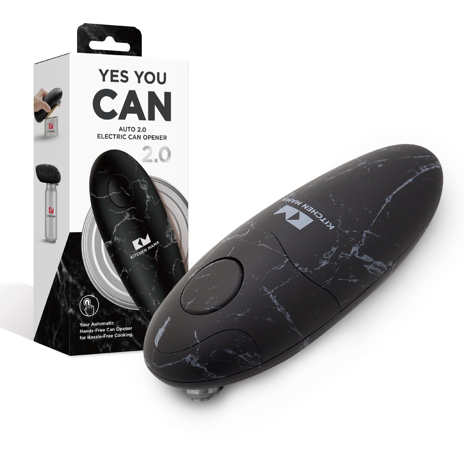 Kitchen Mama Auto 2.0 Electric Can Opener, Cordless, Marble Black
