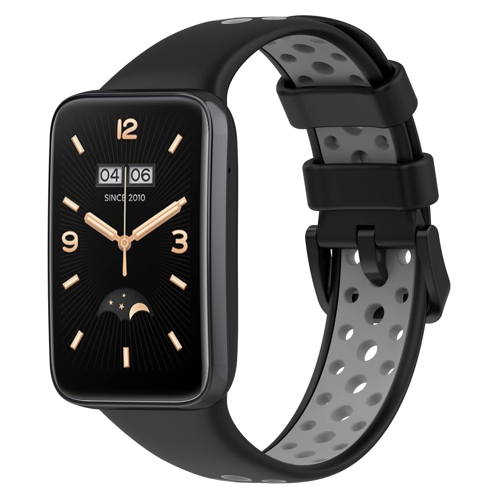 MOTONGCompatible with Xiaomi MI Band 7 Pro Replacement Band - Dual-Colors Silicone Replacement Wrist Band Strap Compatible with Xiaomi MI Band 7 Pro(Silicone Black + Grey)