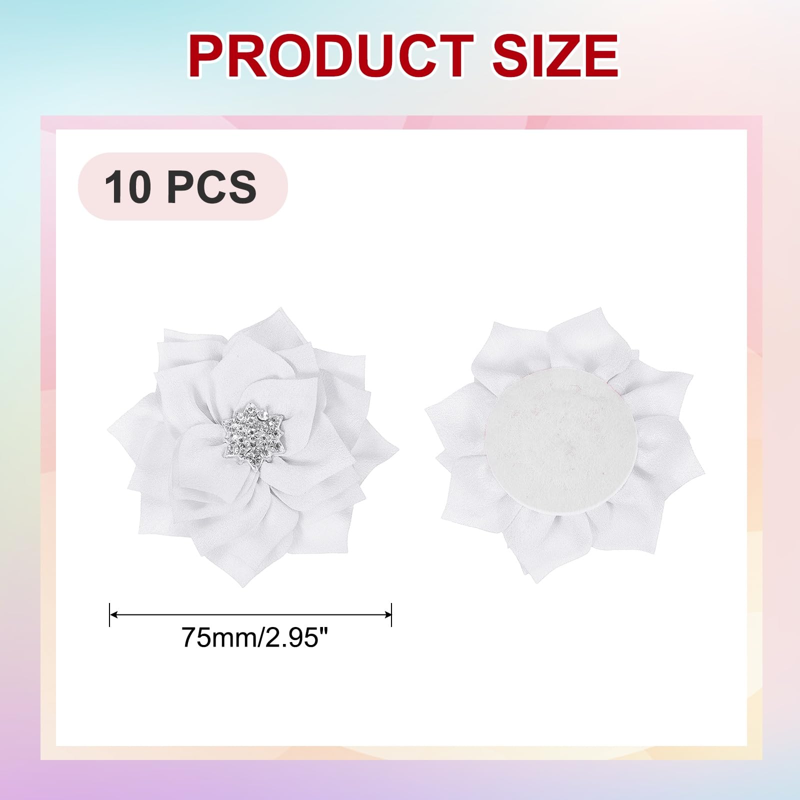 PATIKIL 3 Inch Rhinestone Pearl Chiffon Flower - Image 2