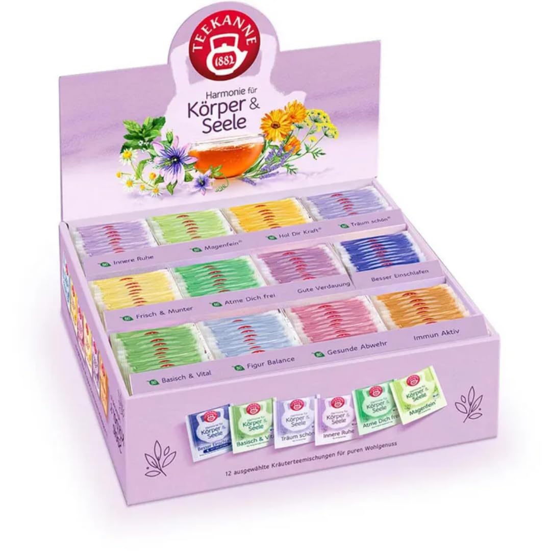Teekanne Tee Wohlfühl Collection – 12 Sorten | 180 Teebeutel | Kräutertee Mischung – 348 g