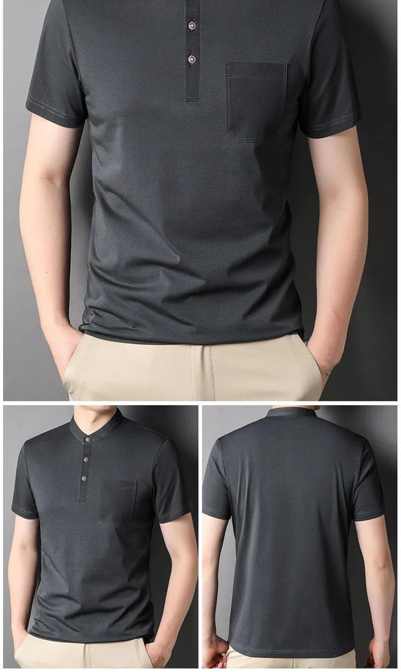 Polo para hombre, liso, de manga corta, informal, con cuello clásico, para el trabajo