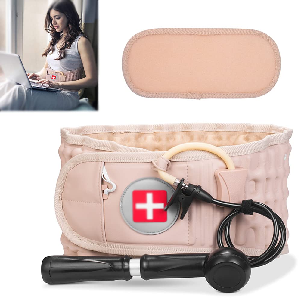 Lumbar Support Decompression Back Belt, Inflatable Back Brace Spinal Back Lumbar Corrector Lower Back Air Traction Device for Back Pain Relief, Fits 29-49 Waist