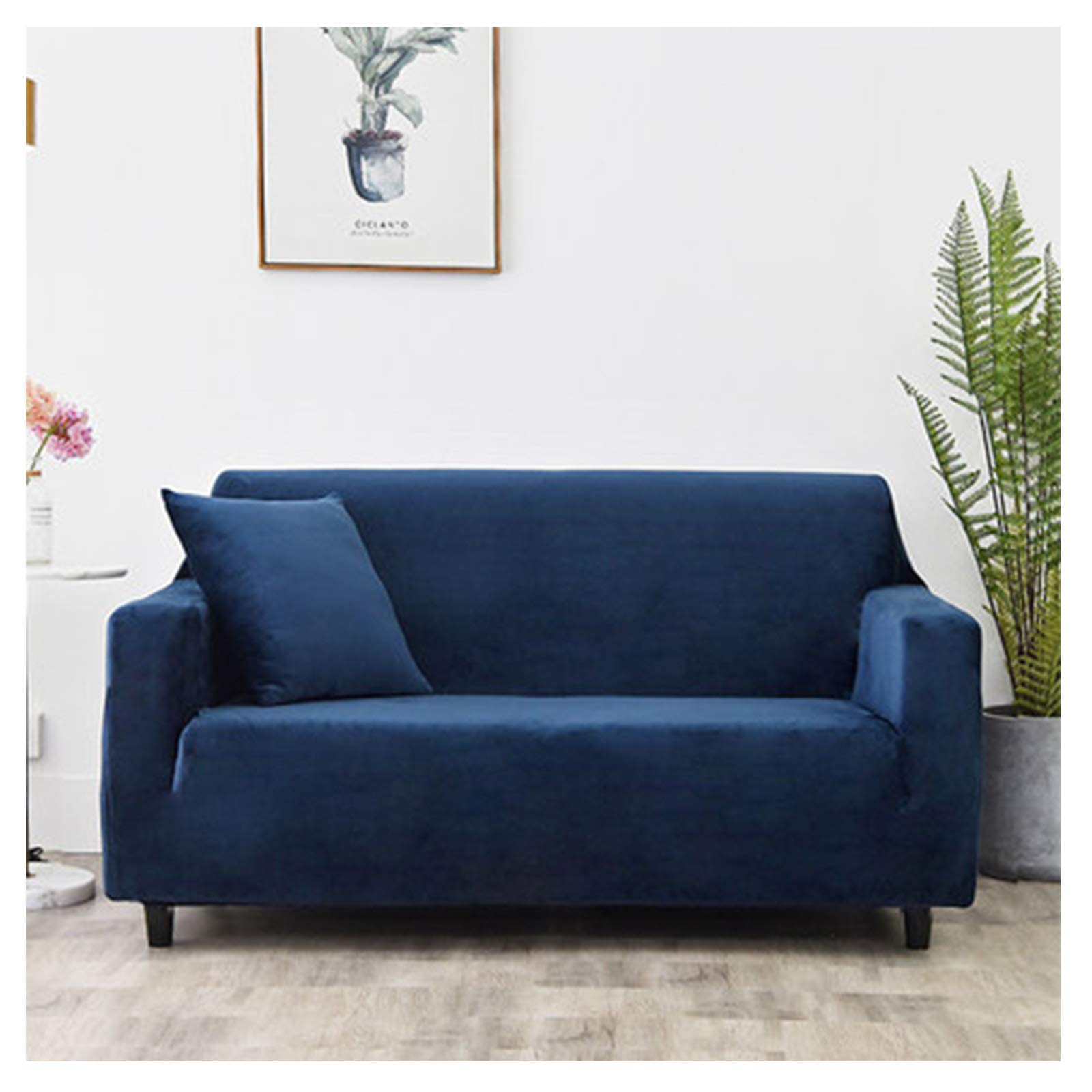Funda de sillón orejero elástica premium beige para un salón contemporáneo