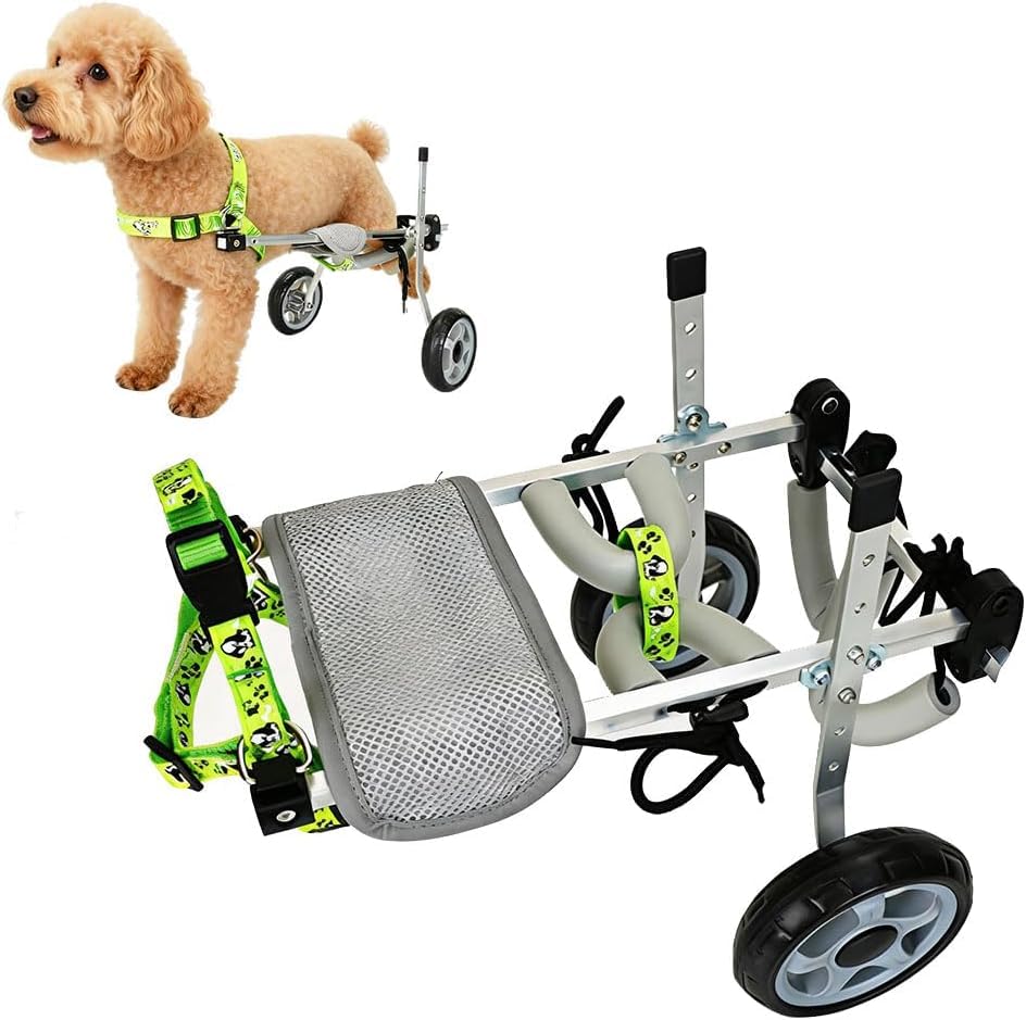 4-wheel Adjustable Dog Wheelchair For Large Dogs, Lightweight Aluminum Frame Pet Mobility Cart With Pvc Tires Rear Leg Support For Injury Rehabilitation (s) 2 Wheels XS