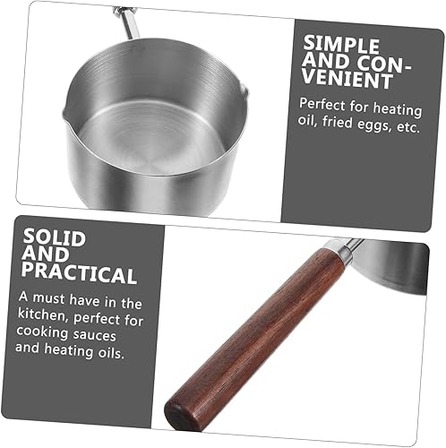 Miniatura 9 de Healeved Cacerola con boquillas de vertido de acero inoxidable antiadherente para salsa, olla de cocina, olla de aceite, calentador de mantequilla