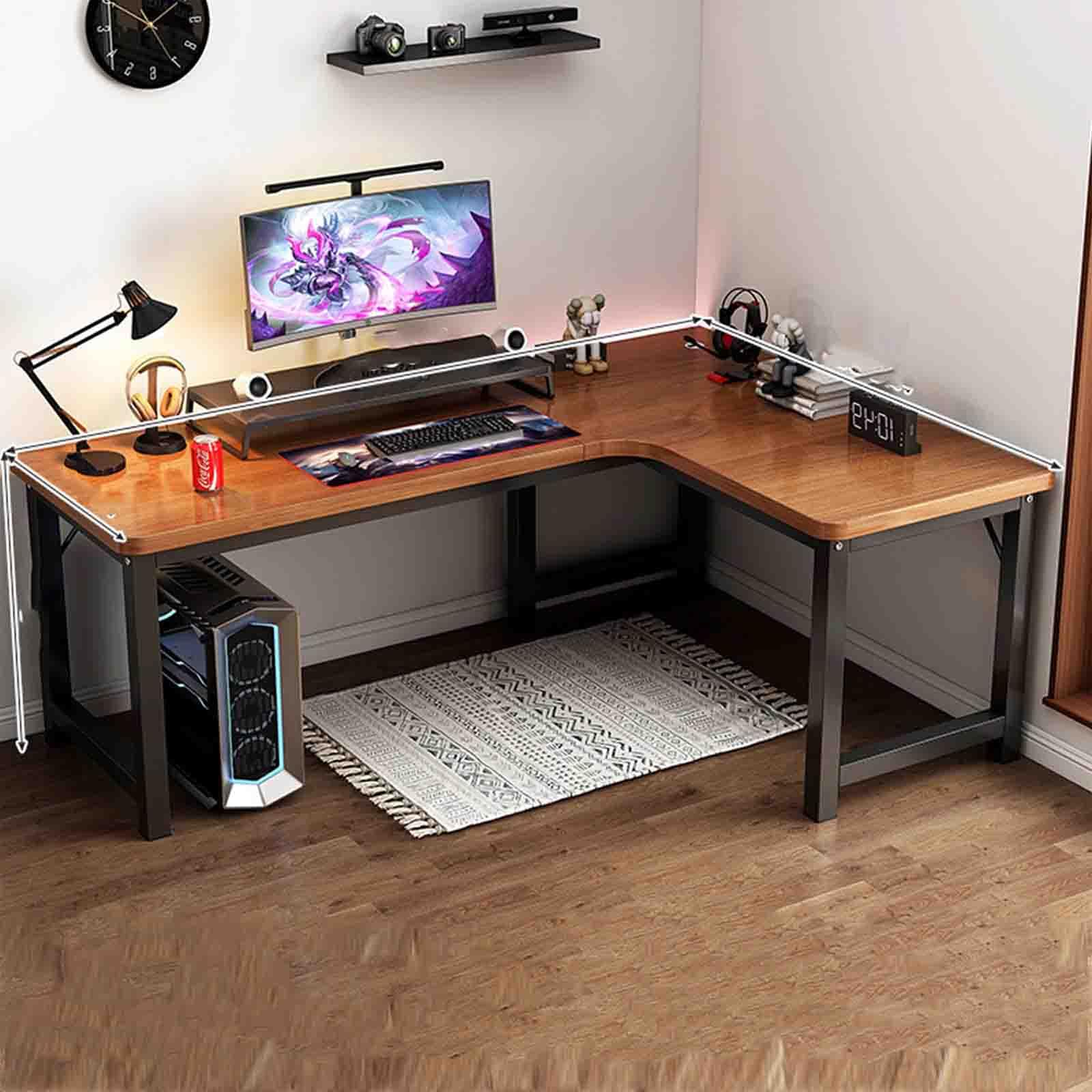 TIQLAB Scrivania A L 140 Cm Con Prese E Ripiani - Perfetta Per Gioco E Ufficio Domestico