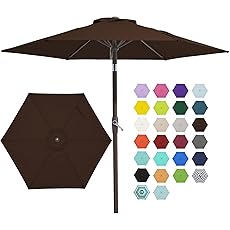 7.5FT Outdoor Patio Umbrella Table Market with Push Button Tilt and Crank, 6 Sturdy Ribs UV Protection Waterproof for Garden, Deck, Backyard, Pool (Grey)