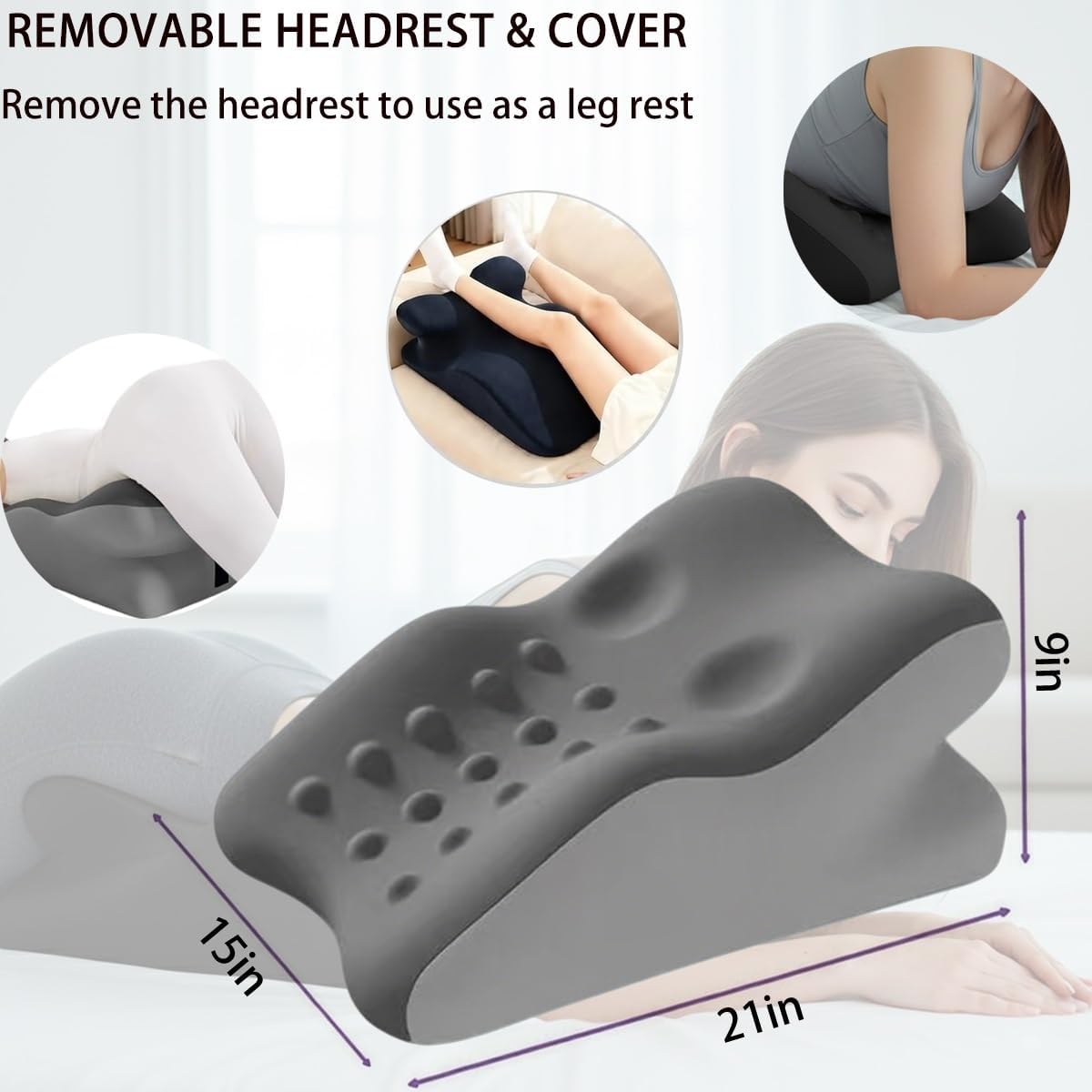 Premium Positioning Wedge Pillow for Couples, 27-Degree Incline Memory Foam Support Pillow with Skin-Friendly All-Season Fabric, Non-Slip Intimacy Pillow for Deep Connection & Comfort(Gray)