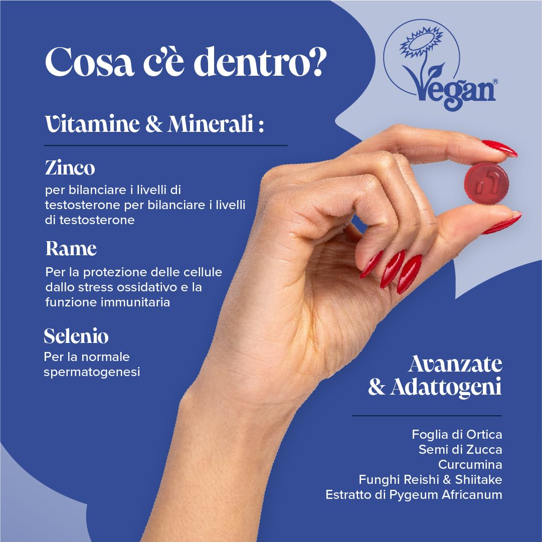 Prostafit Gommose Uomo - con Saw Palmetto, Semi di Zucca, Ortica, Zinco e Selenio - Testosterone e Fertilita (Zinco), Spermatogenesi (Selenio) - 60 Gommose Gusto Arancia - Novomins