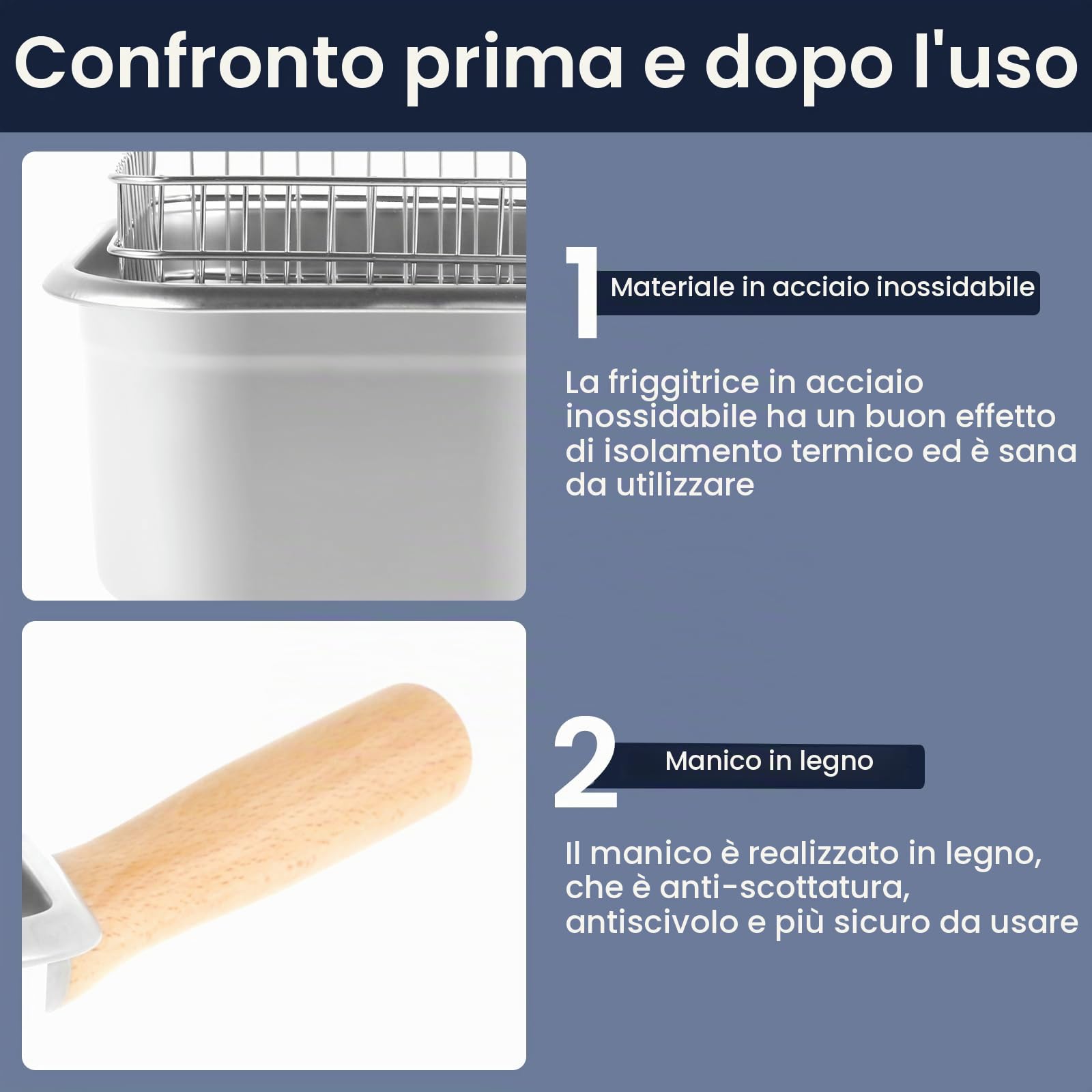 Padella di frittura in acciaio inossidabile in pentola friggitrice con cesto e maniglia padella profonda quadrata con coperchio multifunzionale friggitrice per friggibili pollo e patatine xiangbaoshan