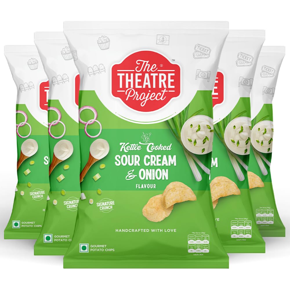 The Theatre Project Kettle Cooked Chips, Sour Cream & Onion Chips, Potato Chips, chips and snacks,Combo Pack of 5 Pouch, 210g (B09RPVSS2G) Amazon Price History, Amazon Price Tracker