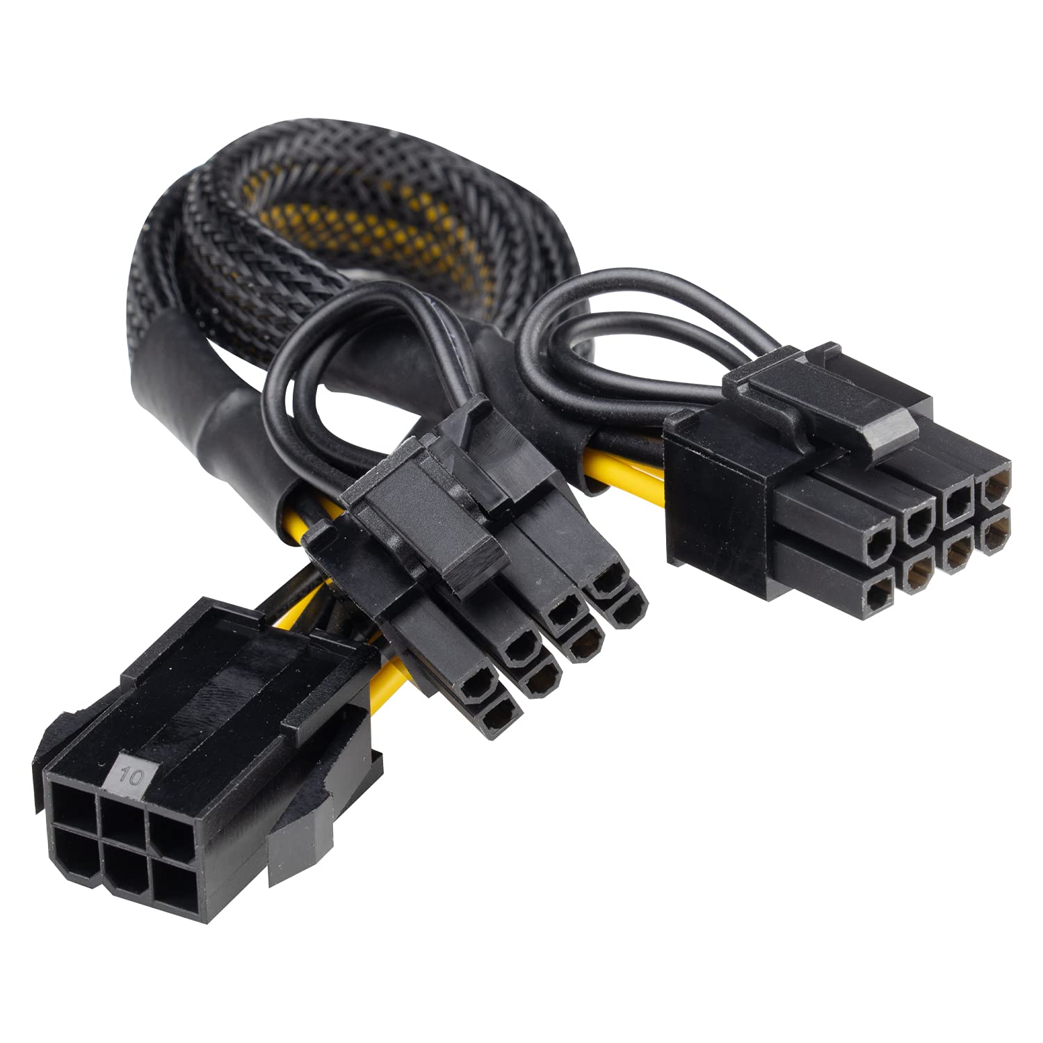 AAAwave PCIe Group (Pack of 1, Single Female 6pin to Dual Male 6+2pin W/Braided Sleeved)
