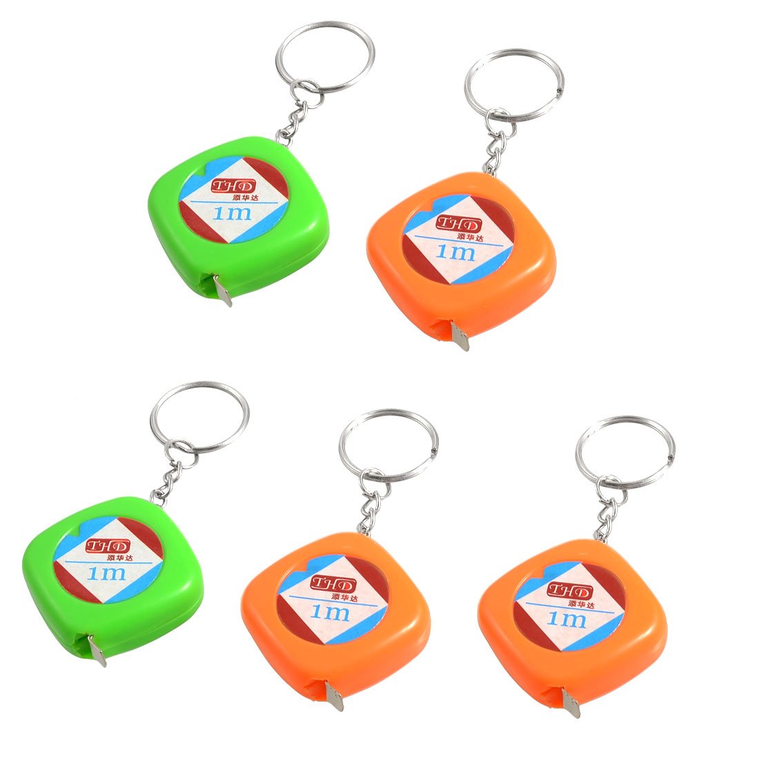 Aexit 5 Pcs Tools & Home Improvement Orange Green Case Retractable Tape Measure Keyring 1M 3 Ft Tape Measures 39 inch