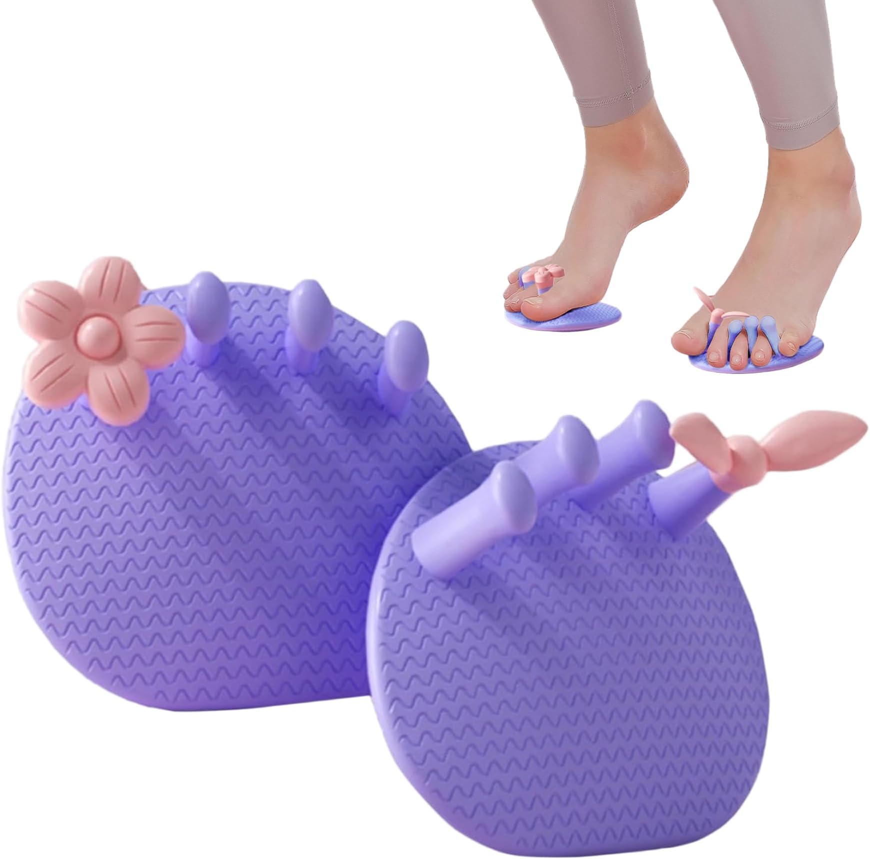 2Pcs Toe Separators, Multi-Use Non-Slip Comfort Bunion Corrector, Portable Foot Arch Trainer, Leg Exerciser for Shaping, Massage
