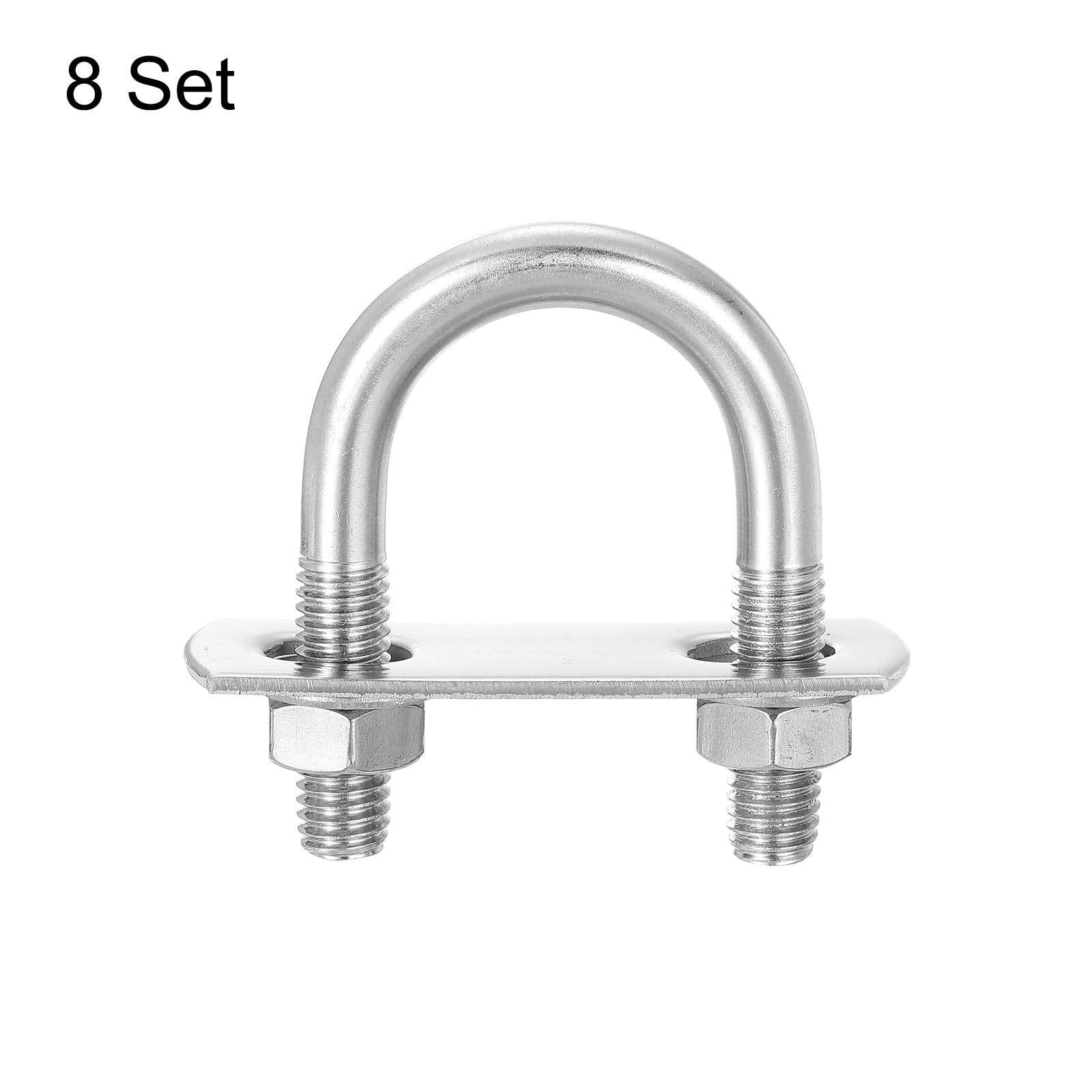 QUARKZMAN Boulons en U Ronds, 8 Ensembles 27mm(1.06") Largeur Intérieure 54mm Longueur M8 Boulon de Serrage en U en Acier Inoxydable 304 avec Écrous et Plaques, pour Remorque de Bateau
