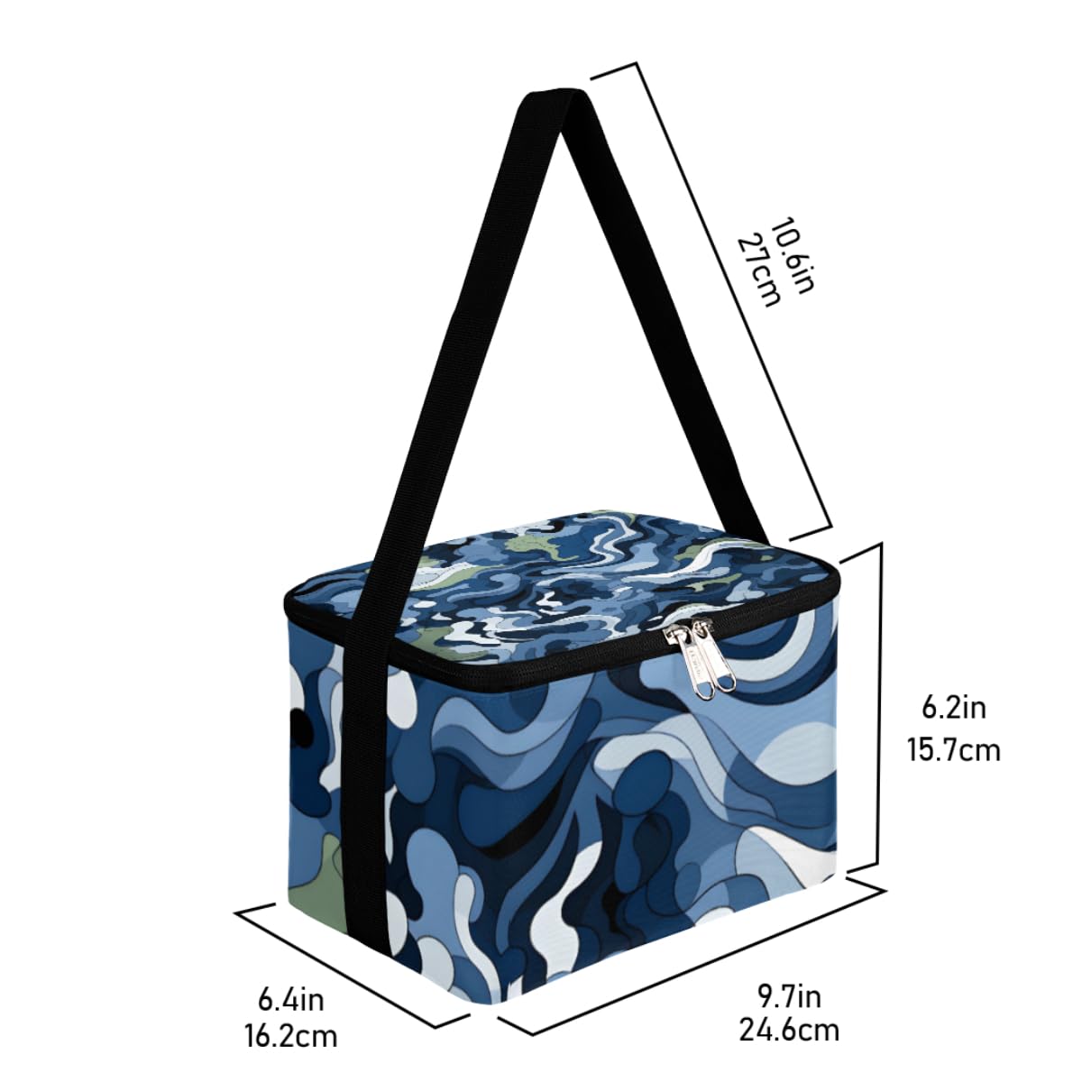 GzLeyigou Lunch Bags for Women Men 9 Cans,Blue Military Camouflage Hot & Cold Food Delivery Bag Insulated Grocery Bag Insulated Lunch Box Camo Cooler Bag for Office Work Picnic Beach