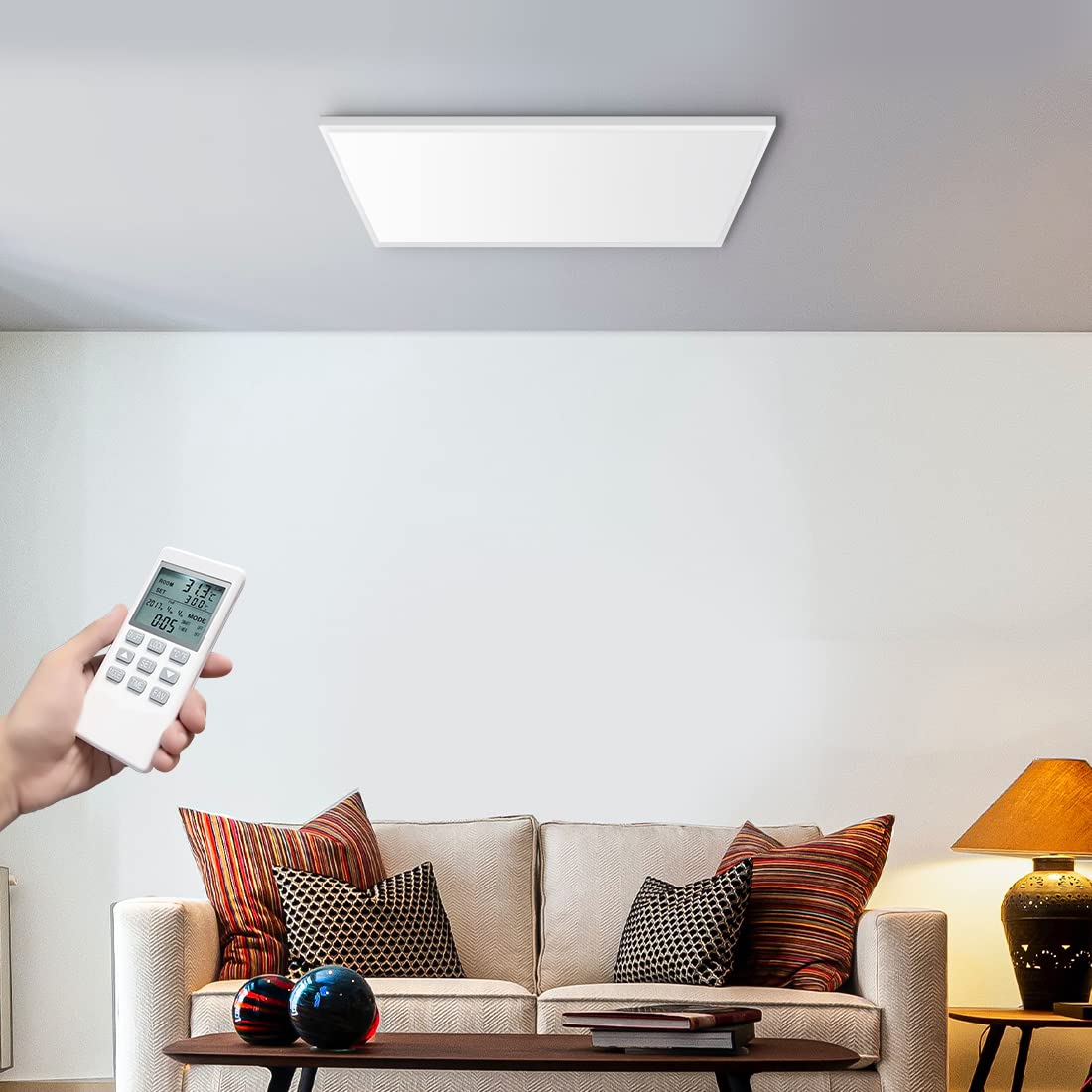 byecold 400W Ceiling Infrared Heater with Built-in Thermostat Infrared  Heating Panel Remote Control Energy Saving Remote Electric Heater Overheat  Protection Carbon Crystal with RoHS CE GS : Amazon.co.uk: DIY u0026 Tools