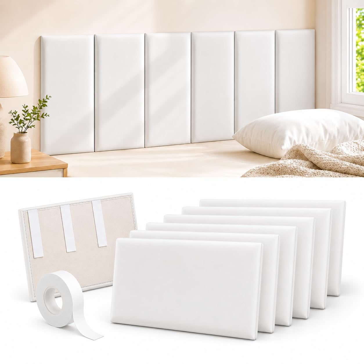 Panneaux muraux rembourrés en cuir blanc habillage mural premium pour chevet