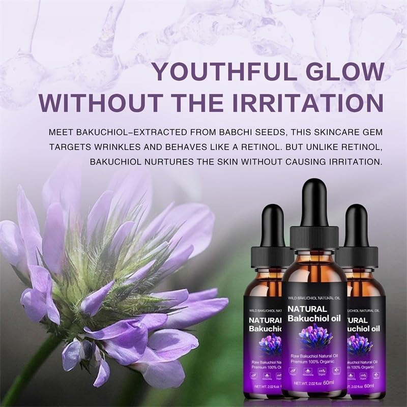 Natural Bakuchiol Oil, Premium 100% Organic Anti-Aging Facial Oil, 2.02 fl oz, for Sensitive, Aging, Acne-Prone Skin, Reduces Fine Lines, Improves Texture - Image 5