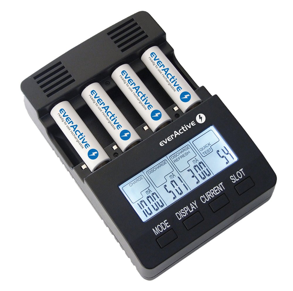 EverActive – nc-3000 – Chargeur de Piles AAA R03, AA R6, Ni-MH/Ni-CD Écran LCD