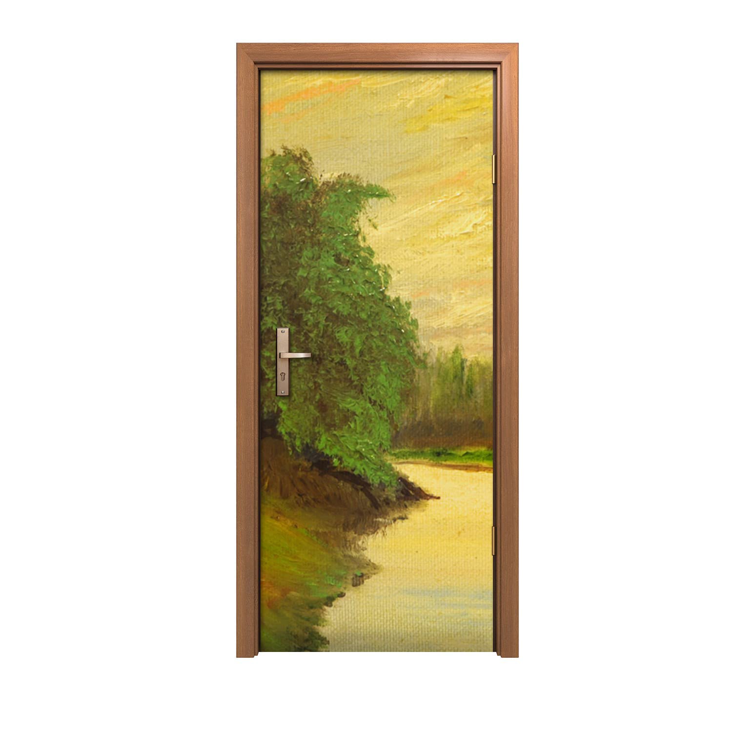 Autocollant de porte 90x200cm Peinture River Nature pour décoration murale