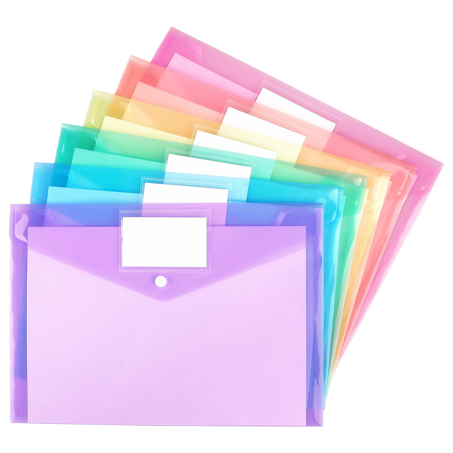 Tamaki 6 Pack Plastic Envelopes File Folders, Snap Button, A4
