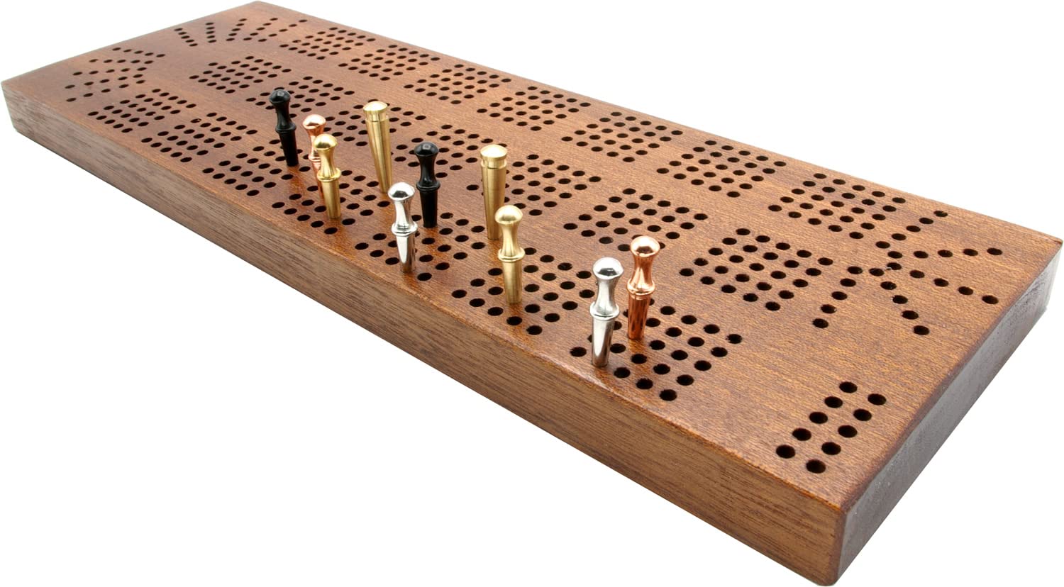 Brimtoy Solid Hardwood 5 Track Continuous Cribbage Board with Built in Peg Storage, Supplied with Chrome, Black - Image 3