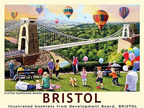 Inga Clifton suspension bridge Bristol hot air balloon metal advertising sign METAL TIN SIGN 8x12 inches