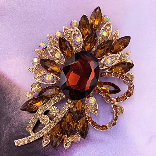 Image of SELOVO Big Large Flower Bow Brooch Scarf Decoration Brooch Pin Gold Tone