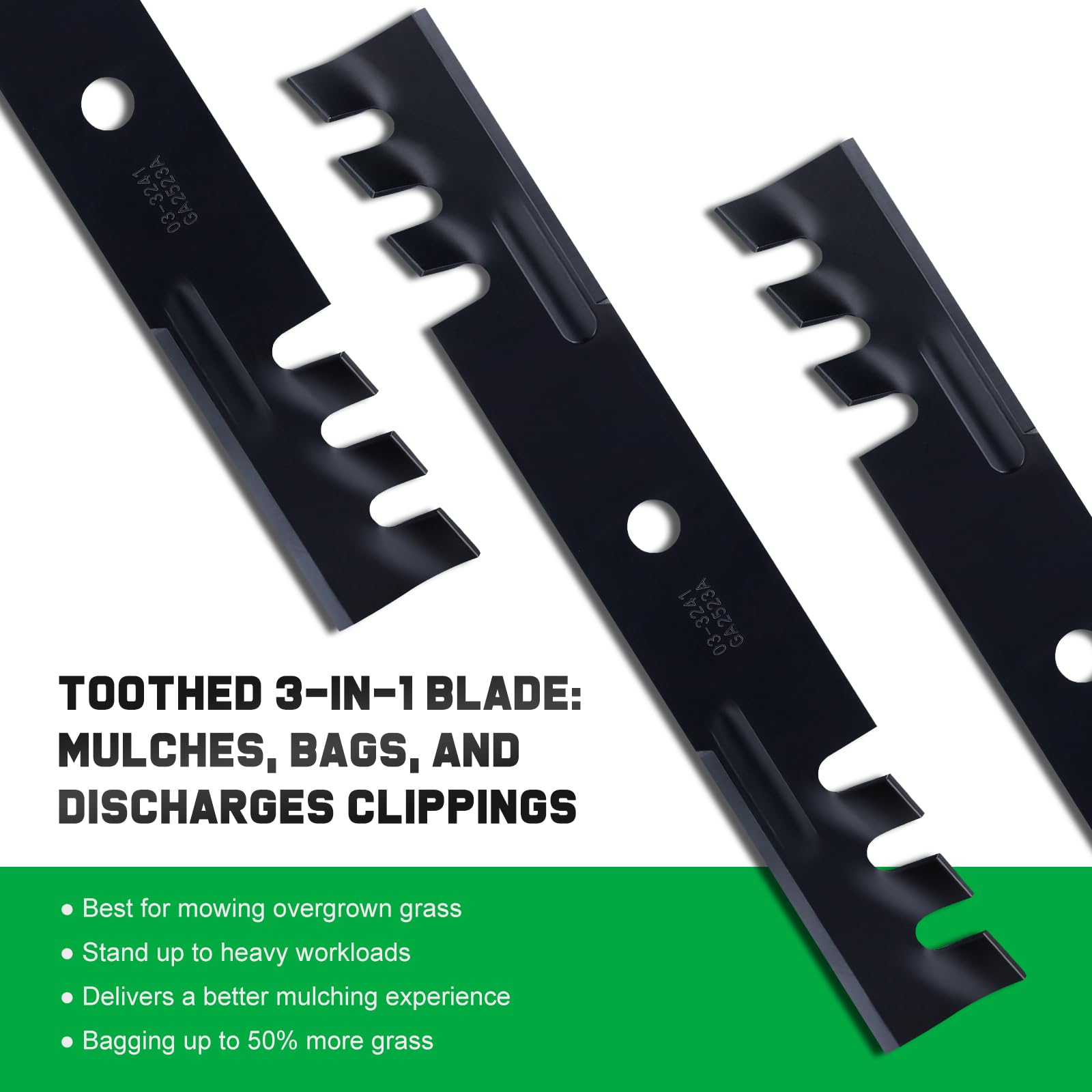 Grasscool 482877 - Cuchillas de mantillo para cortacésped Bad Boy Scag Hustler 795757 Fastrak Raptor SD de 48 pulgadas, repuesto 038-5000-00 038-5350-0050 481706 038 5350 00