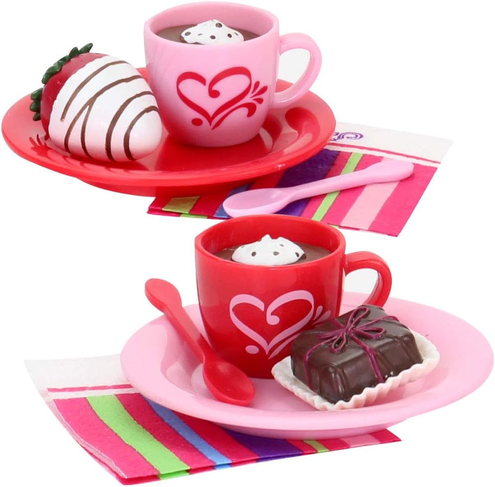 Sophia's 20 Piece Hot Chocolate and Desserts Set with Cookies, Cakes, Chocolate Covered Strawberries, Cupcakes and More for 18 Inch Dolls