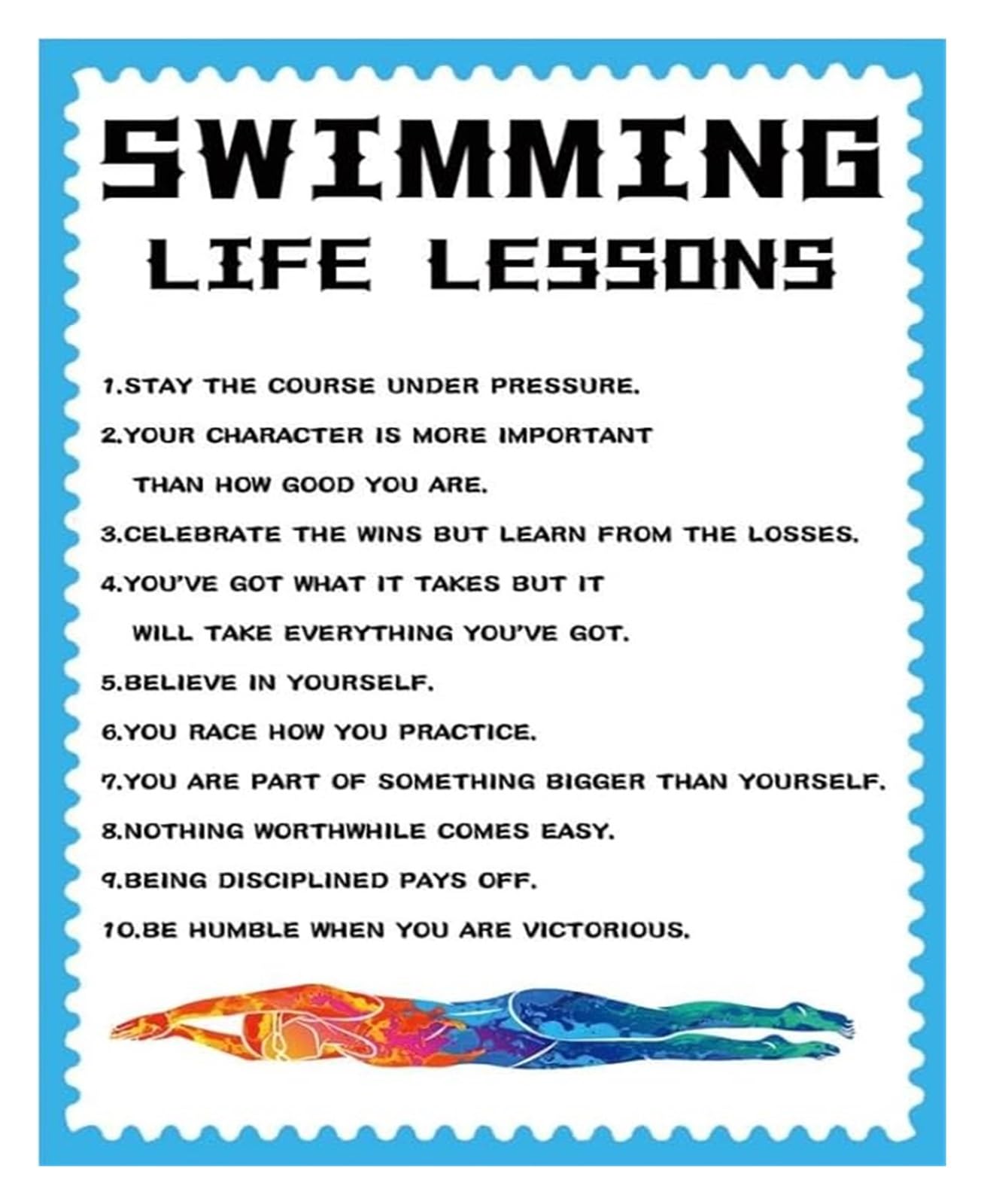 NWPNLXEA Aquatic Themed Tin Sign Life Lessons Swimming Motivational Wall-Art for Pool Bar Swimmer 8 X 12 in