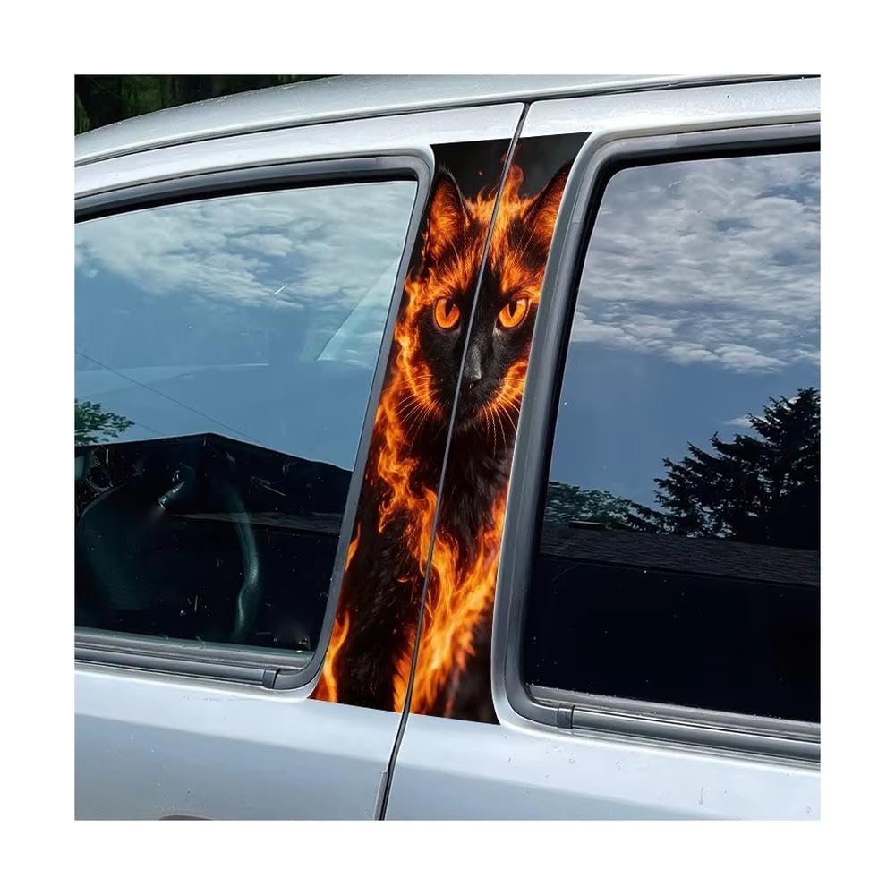 Auto Accessory Car Center Pillar Window Film Fire Black Cat Glossy Protective Polyethylene