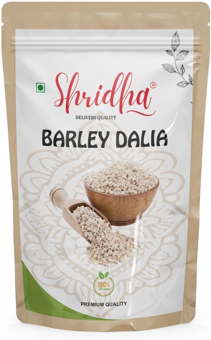 Shridha Barley Dalia | healthy by nature Organic Pearl Barley |High Fiber Jau|Cooks Like Rice|Ideal for Risottos & Soups|Premium Organic Staple| Organic & Naturally Gluten Free| Natural & Whole Grain (250 gm)