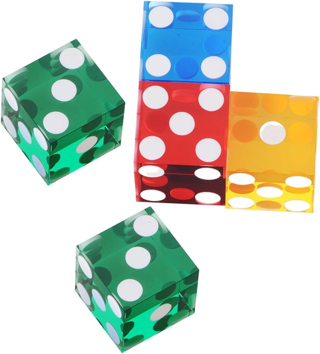 5Pcs Precision Transparent Acrylic Dice with Sharp Edges Bar Point Dices for Party Games Classroom Use and Family Entertainment Random Color