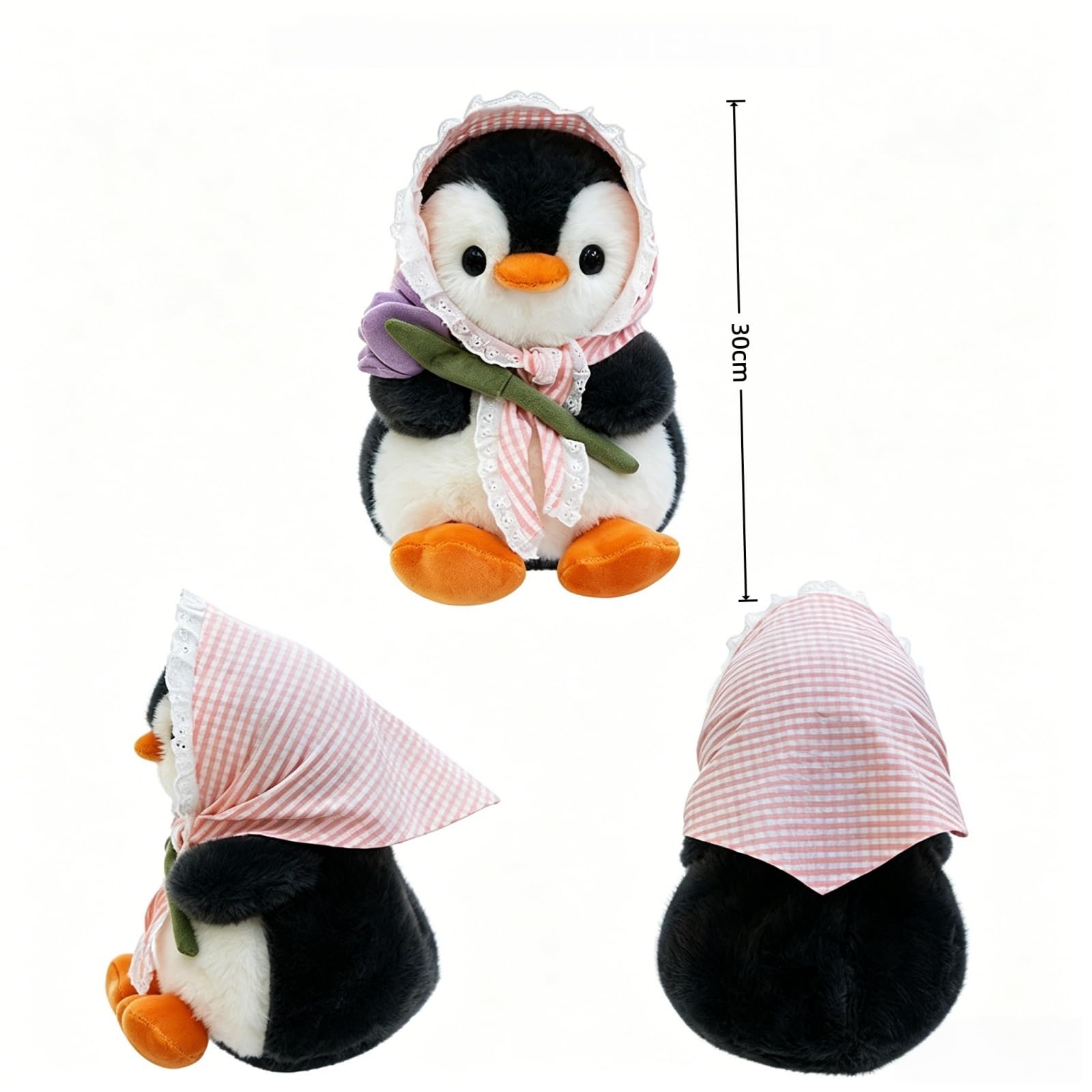 Niedliche Pinguin Kuscheltier, Weiches Flauschiges Plüschpinguin zum Kuscheln & Spielen, für Kinder & Erwachsene (50cm,Rot)