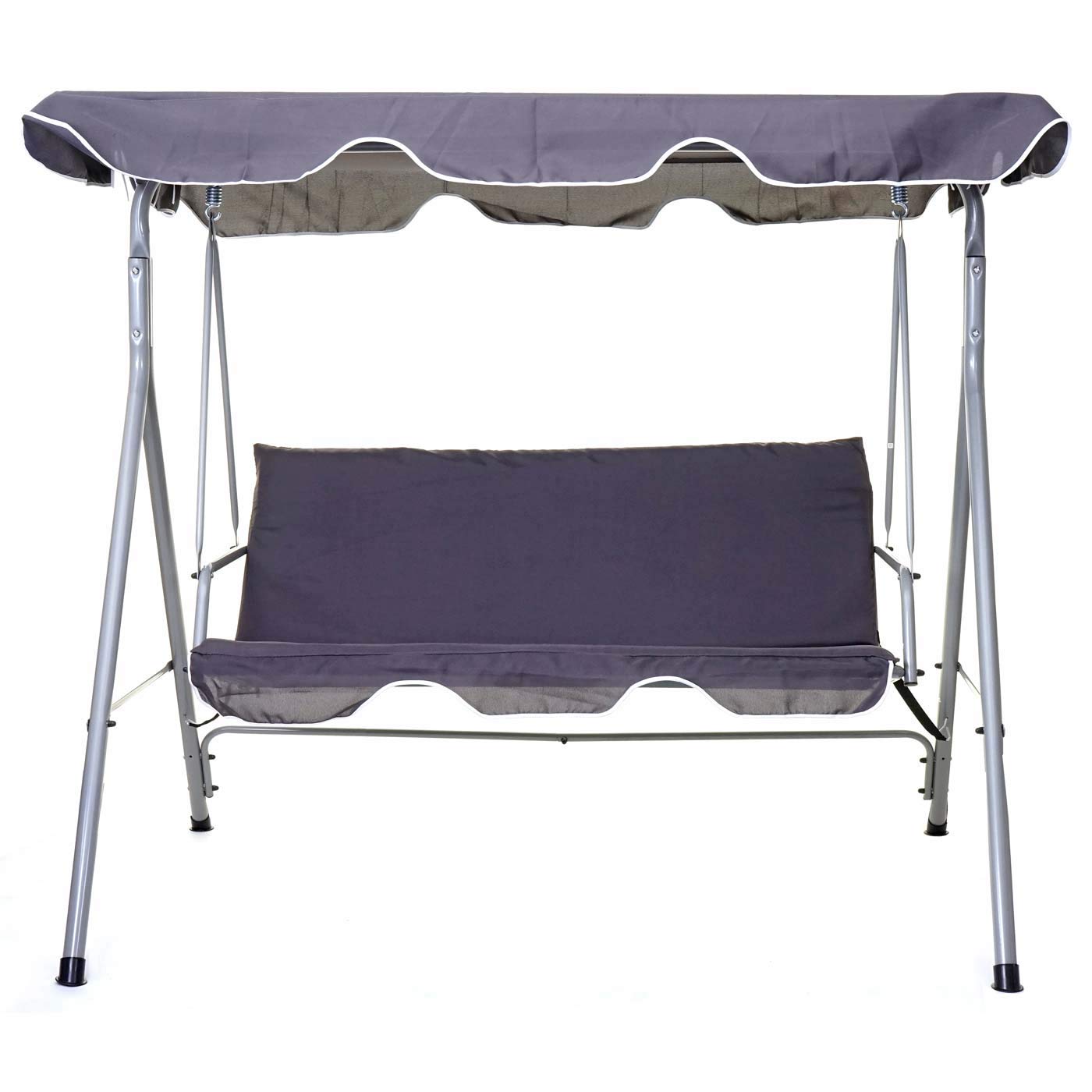 Mendler Hollywoodschaukel HWC-D61, Gartenschaukel Hängeschaukel Banco, de 3 plazas UV 50+ verstellbares Techo 197x185 cm, Gris Oscuro
